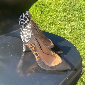 INC Multi Animal Print Pumps Black Size 8.5  worn 1x